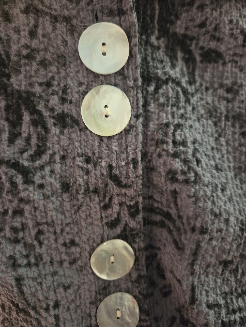 Habitat Womens Button Front Jacket Medium Crinkle Textured Gray Casual Lagenlook - Picture 6 of 8